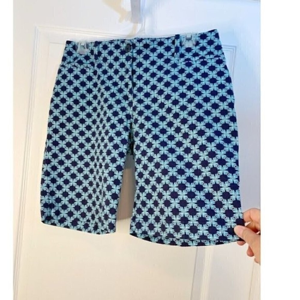 Talbots Petite Geometric Print Casual Summer Bermuda Shorts